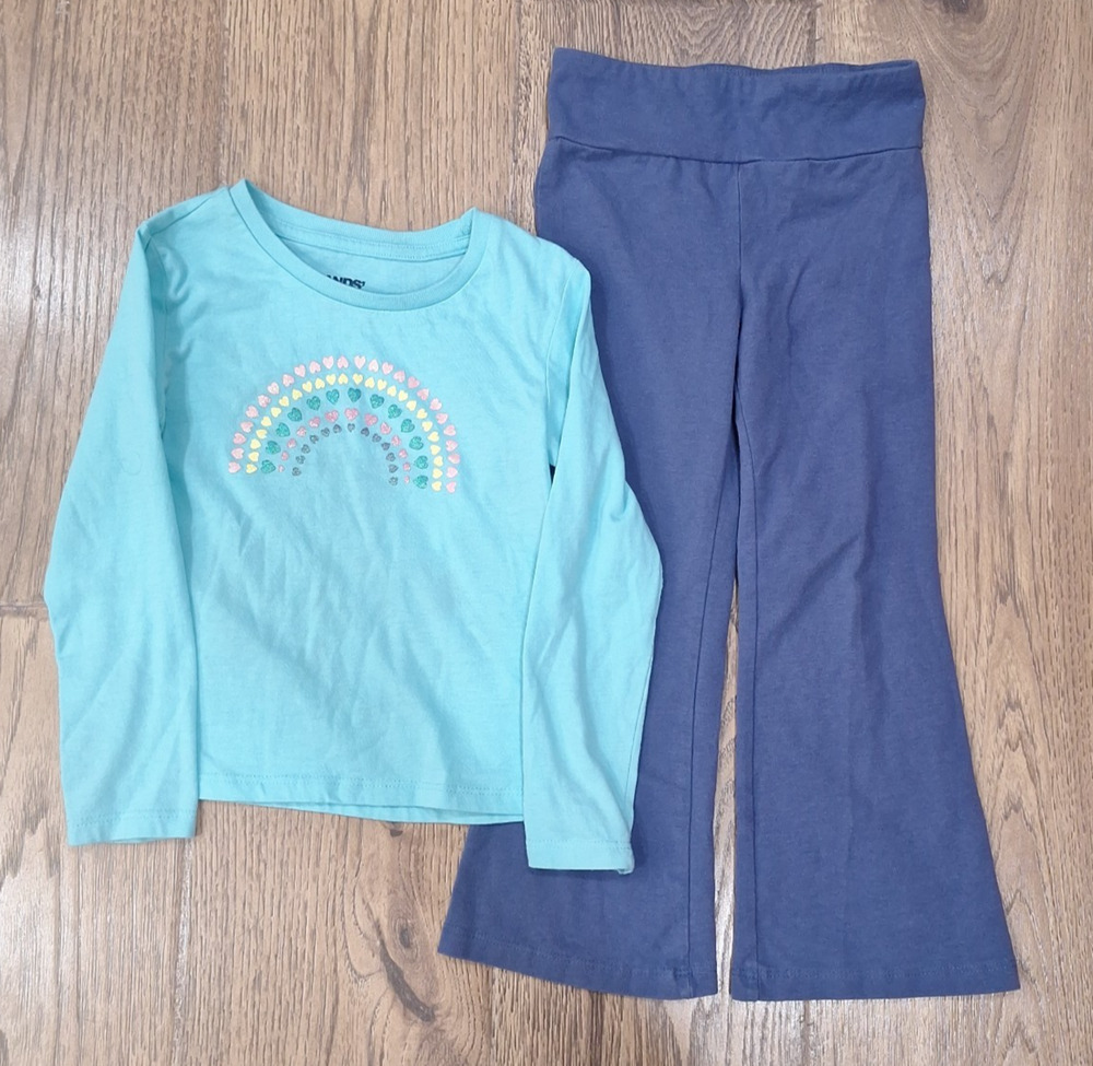 Lands’ End Heart Rainbow 2-Piece Set Long Sleeve Top & Leggings